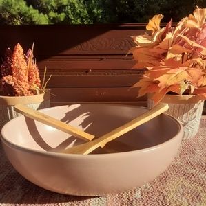 La Solana Rose Catalina Rancho Stoneware Pottery Serving Bowl